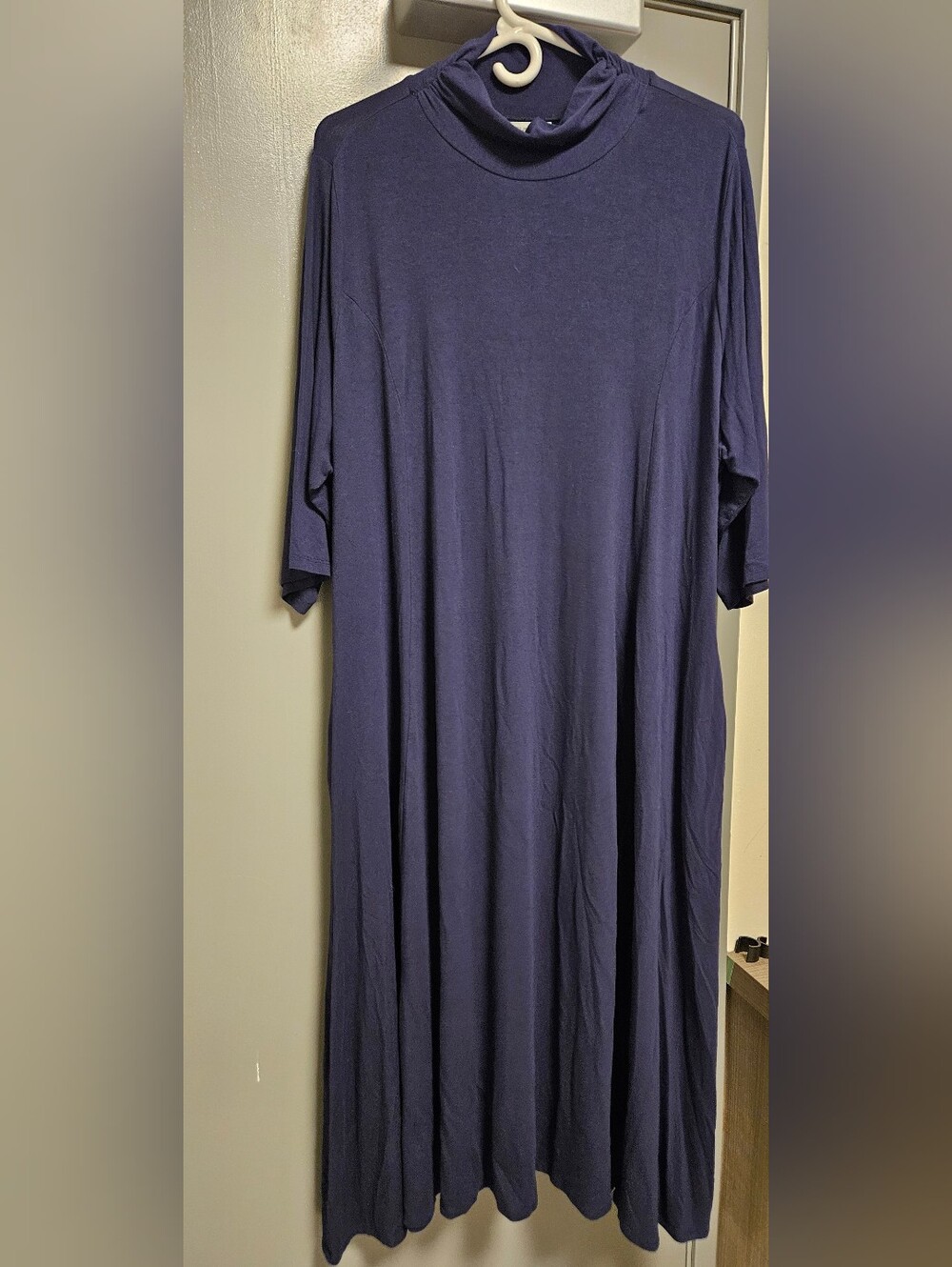 Catherines Navy Long Sleeve Maxi Dress . With Pockets, Fall, Cozy, Comfy,Teacher
